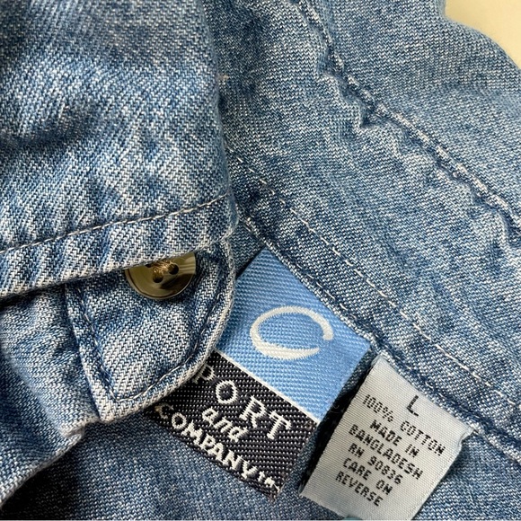 Port and Company Blue Denim Shirt - Picture 2 of 4